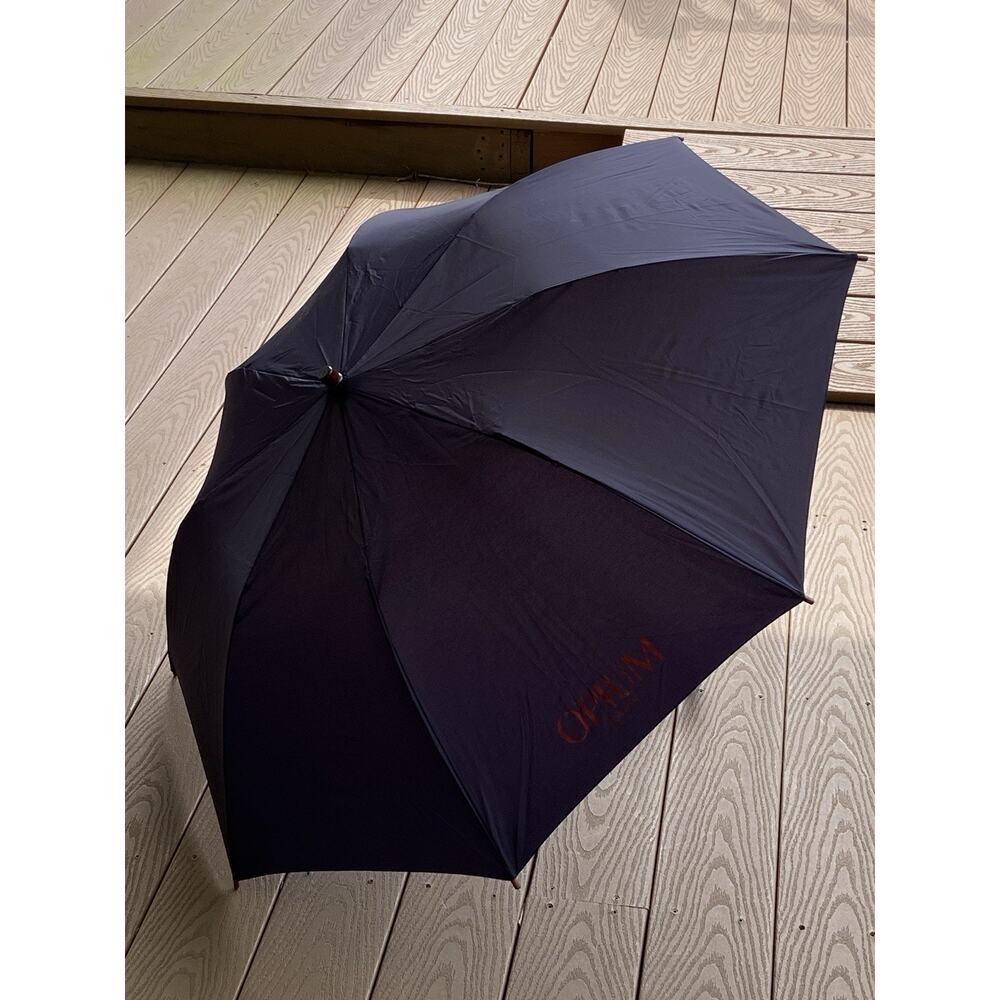 Vintage Yves St Laurent Opium for Men Push Button Umbrella with Wooden J Handle
